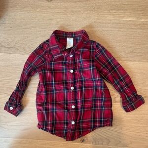 Red Plaid Button-Up Kids Shirt